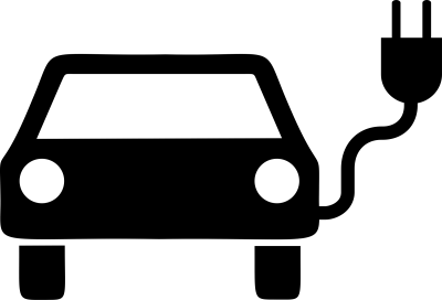 Piktogramm eines schwarzen Elektroautos