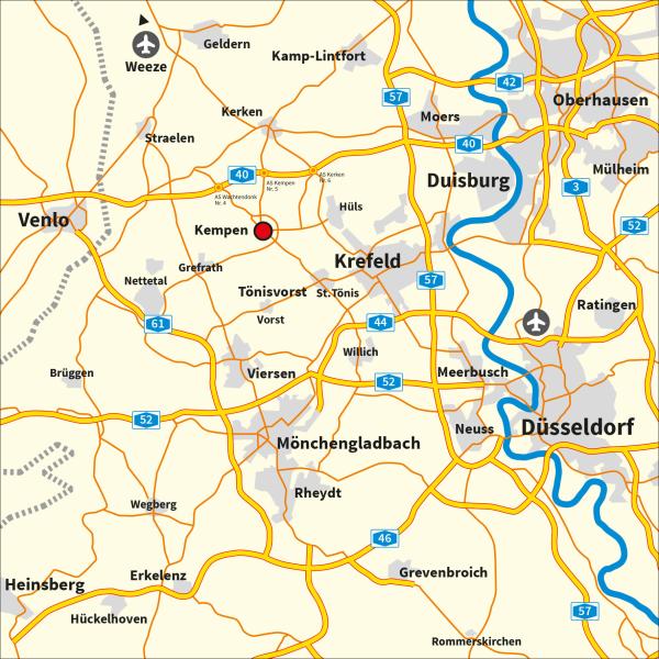 Geografischer Lageplan von Kempen