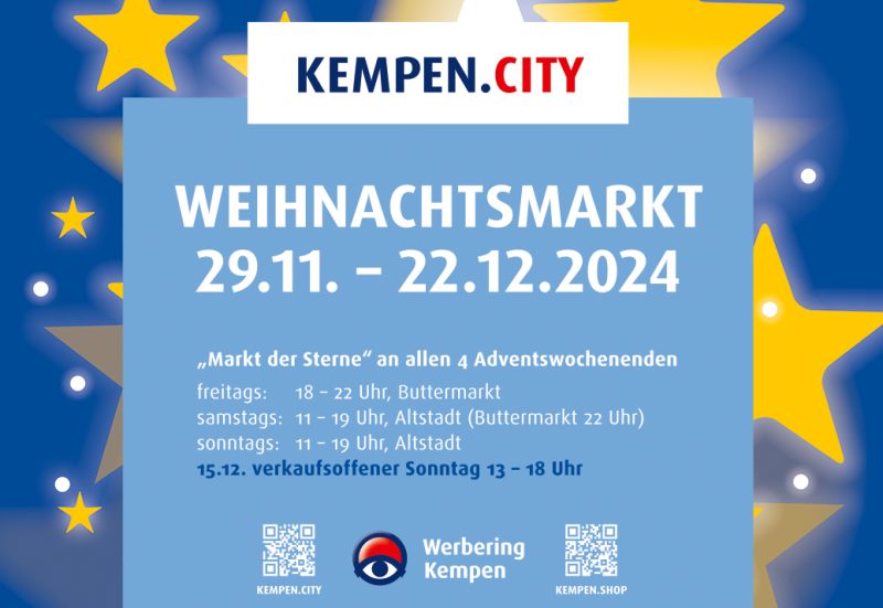 Ausschnitt aus dem Plakat mit Termine zum Weihnachtsmarkt in Kempen