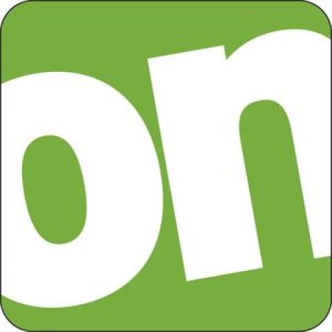 Das Wort ON auf grünem Untergrund. Das Logo der Onleihe Niederrhein